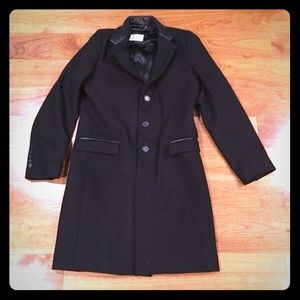 Sandro Apollo Coat With Leather Trim